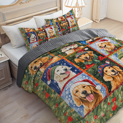 Shineful All Season Quilt 3-Piece Set - Snowy Golden Moments