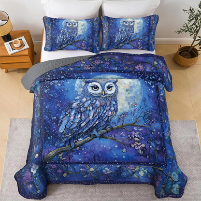Shineful All Season Quilt 3-Piece Set Mystic Moon Owl