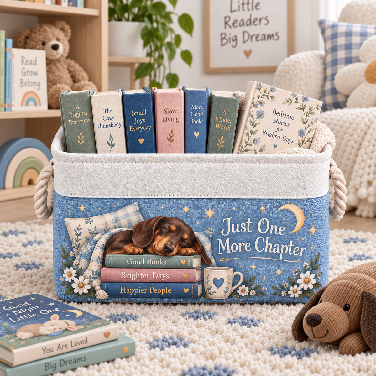 Shineful Dachshund Book Lover Book Basket