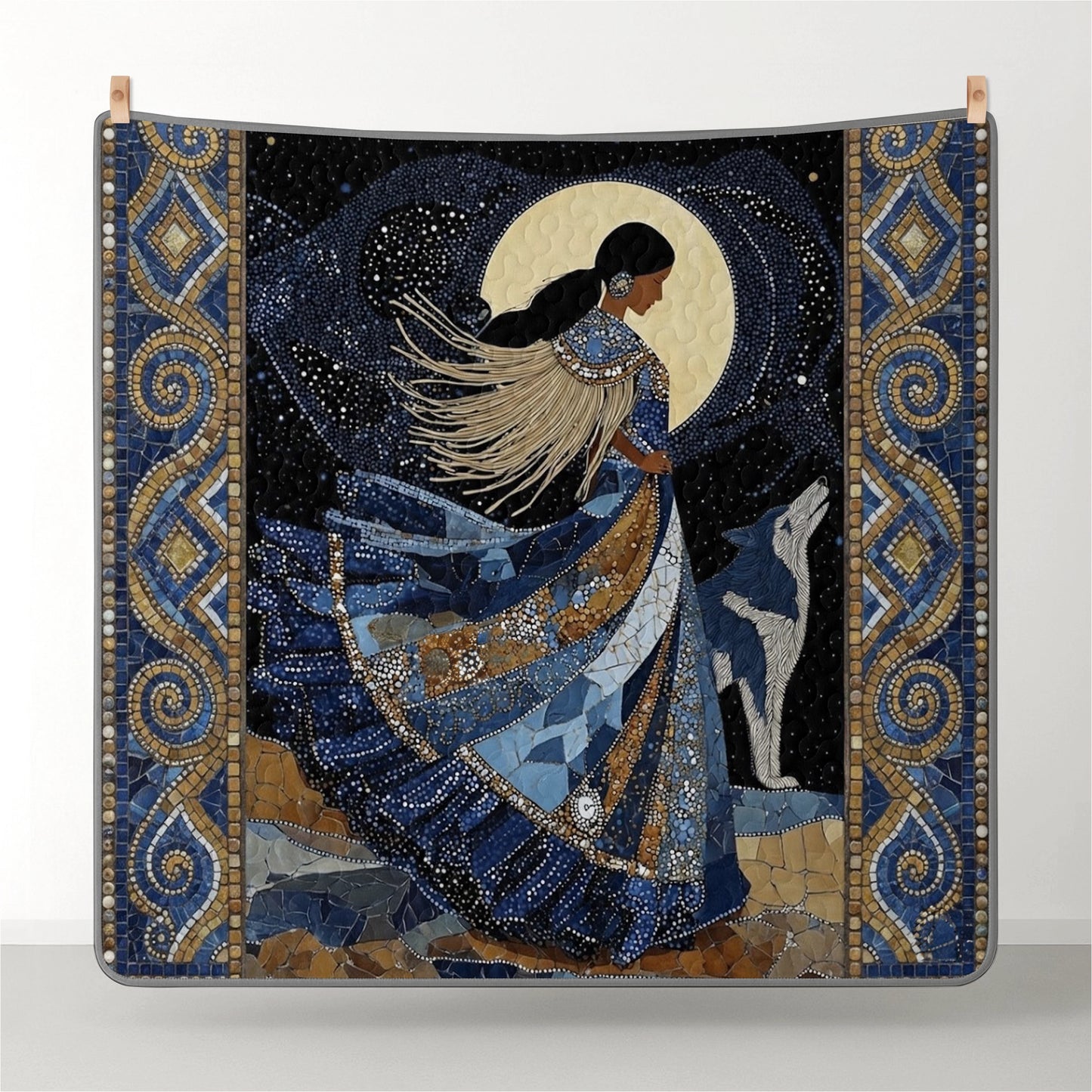 Shineful All Season Quilt 3-Piece Set Wolf & Moon Maiden