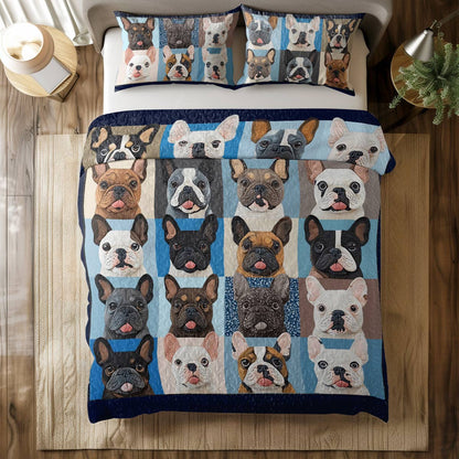 Shineful All Season Quilt 3-Piece Set Blue Bull