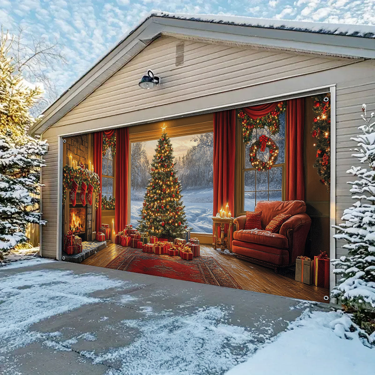 Shineful Garage Door Banner Decoration Cozy Happy Holiday