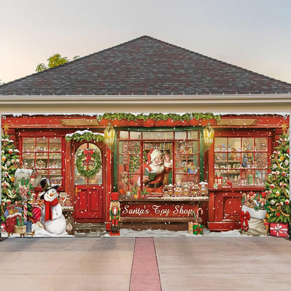 Shineful Garage Door Banner Decoration Santa's Toy Shop