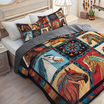 Shineful All Season Quilt 3-Piece Set Feather Journey