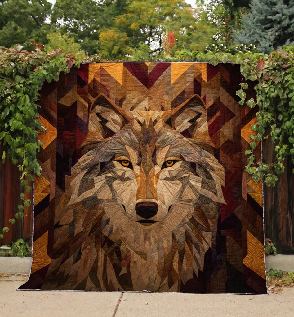 Shineful Flat Print Faux Quilt Blanket Spirit Wolf