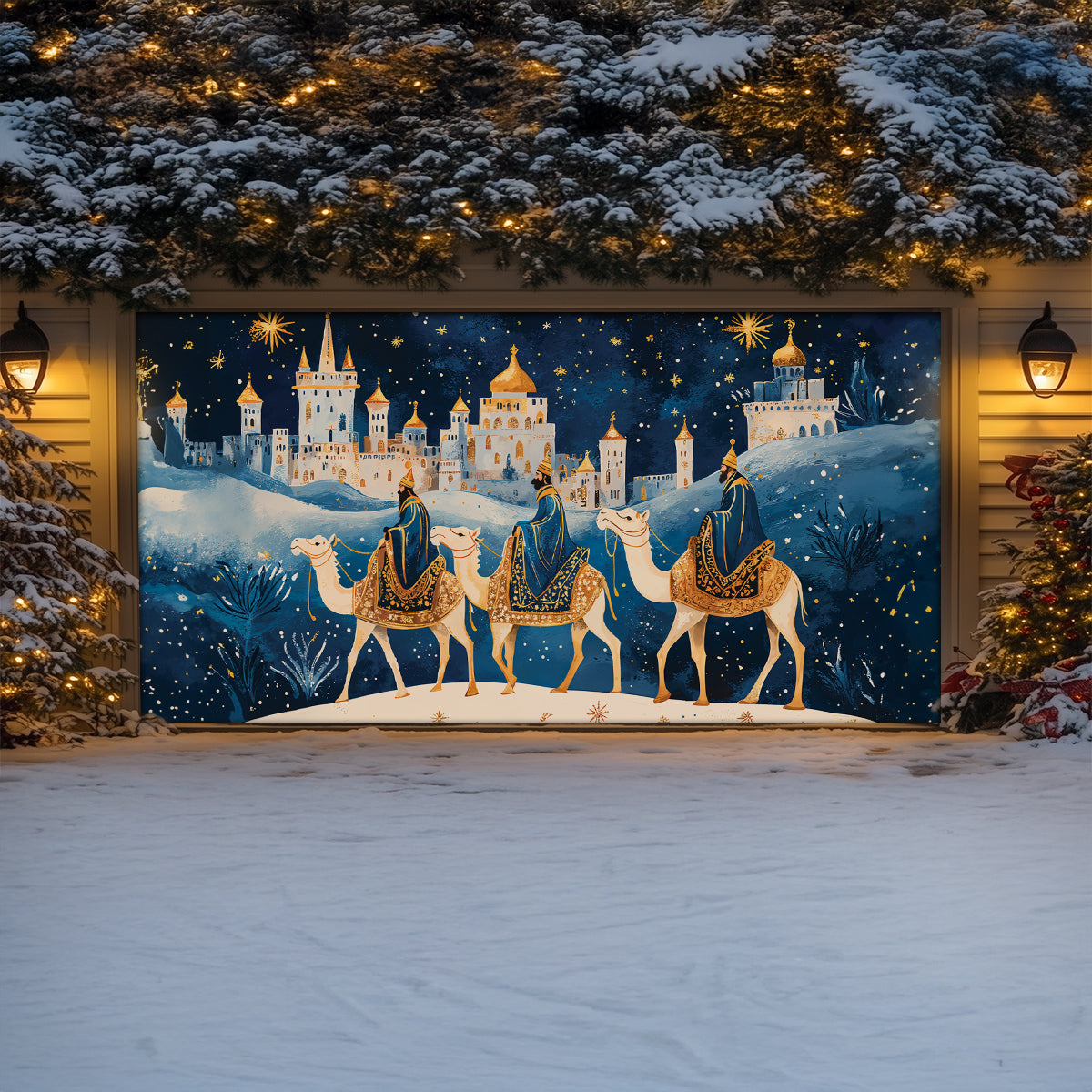 Shineful Garage Door Banner Decoration Three Kings