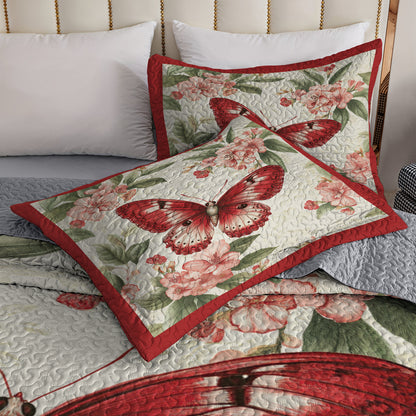 Shineful All Season Quilt 3-Piece Set Crimson Butterfly Dreams