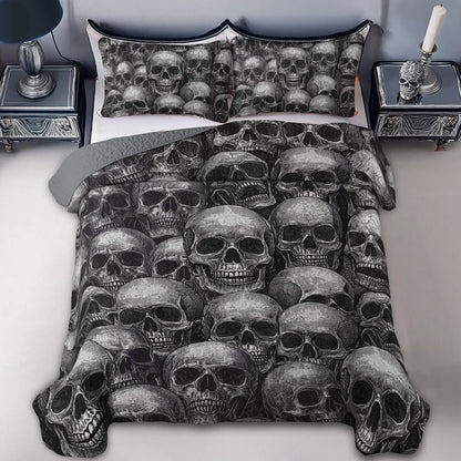 Shineful All Season Quilt 3-Piece Set - Dark Skull Abyss