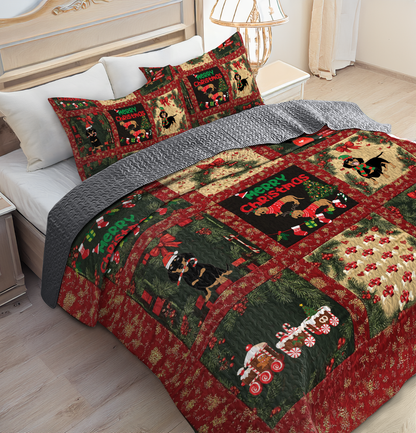 Shineful All Season Quilt 3-Piece Set - Yuletide Dachshund