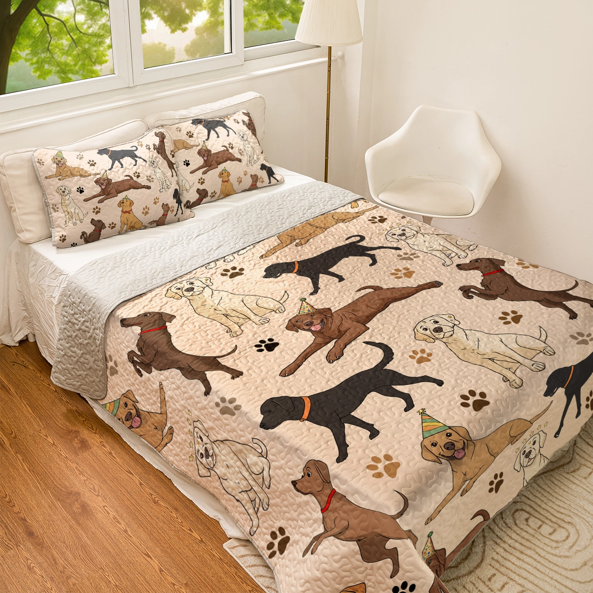 Shineful All Season Quilt 3-Piece Set - Labrador Fun Time