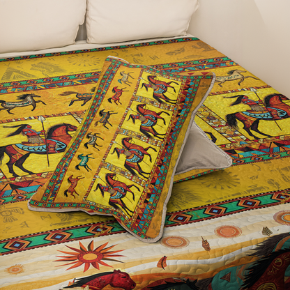 Shineful All Season Quilt 3-Piece Set Native America Warrior