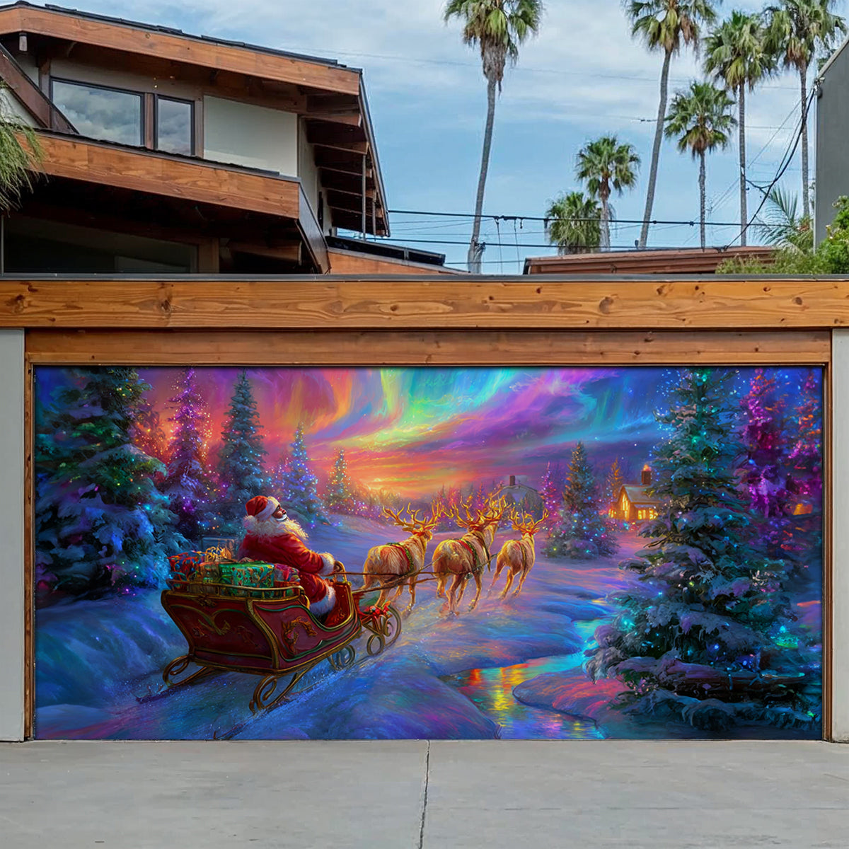 Shineful Garage Door Banner Decoration Magical Santa Journey