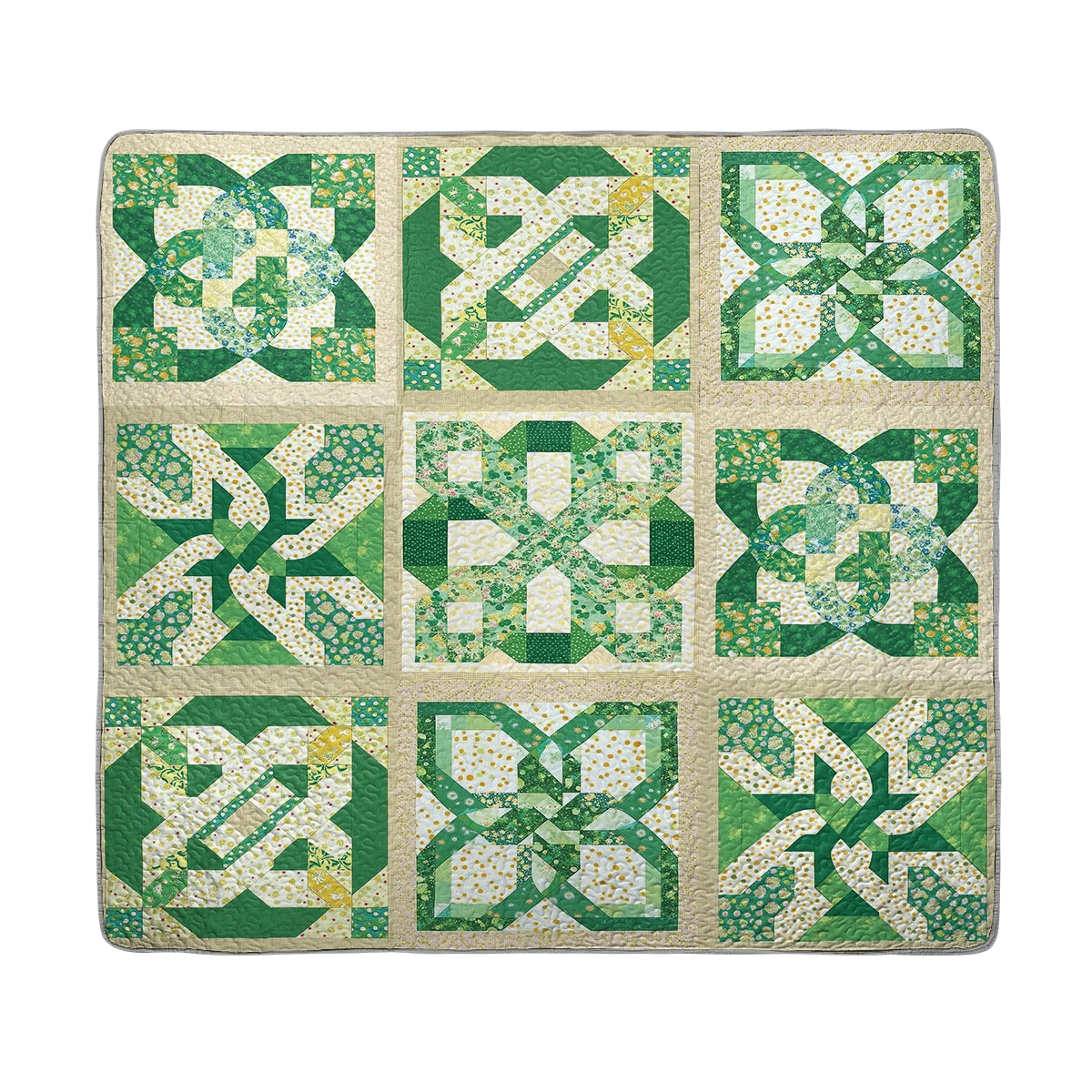 Shineful All Season Quilt 3-Piece Set - Green Irish Celtic Charm