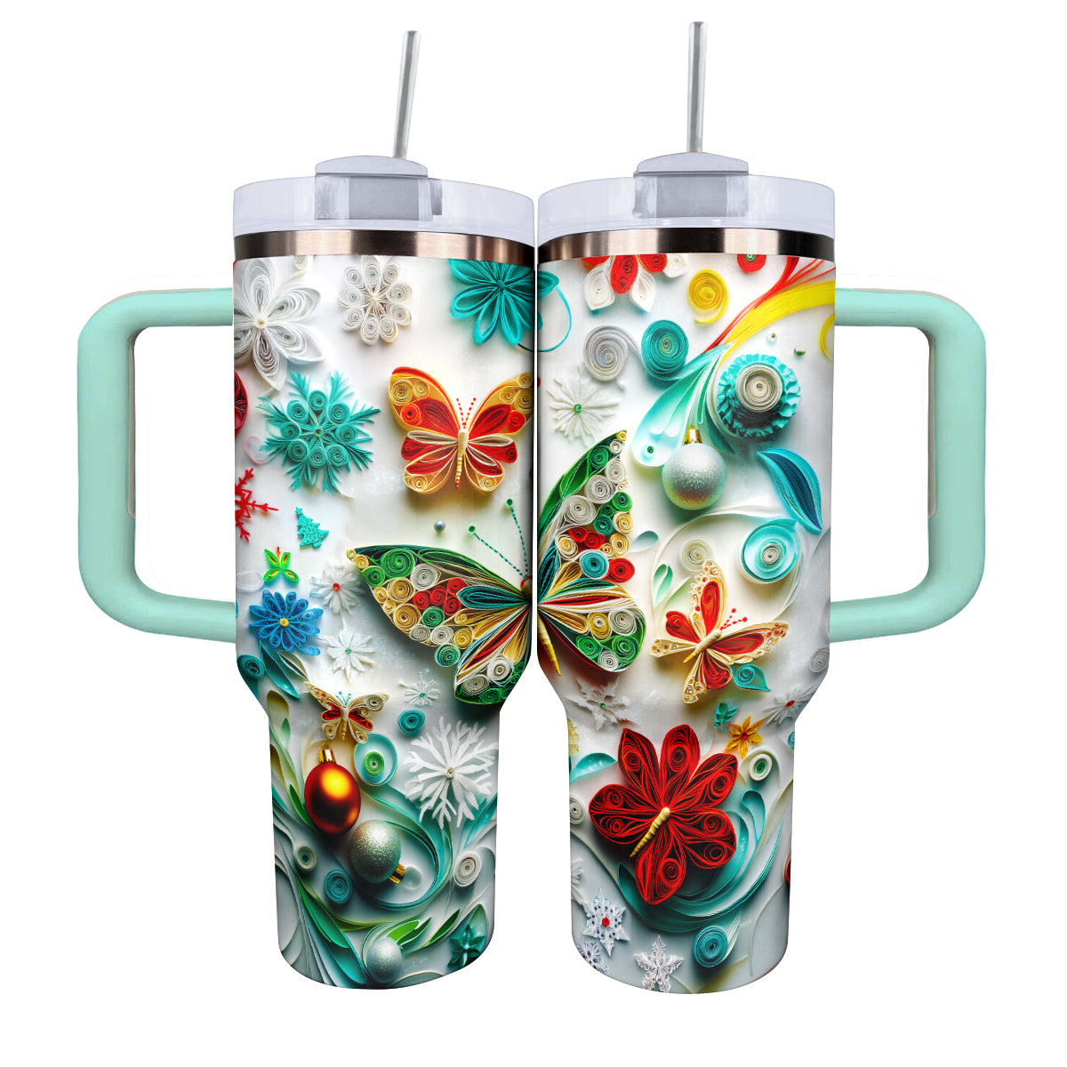 Shineful Tumbler Quilled Winter Wonderland Butterfly