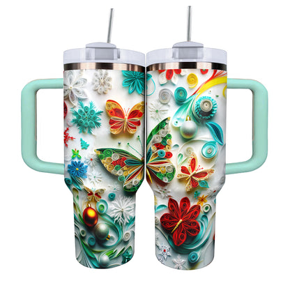Shineful Tumbler Quilled Winter Wonderland Butterfly