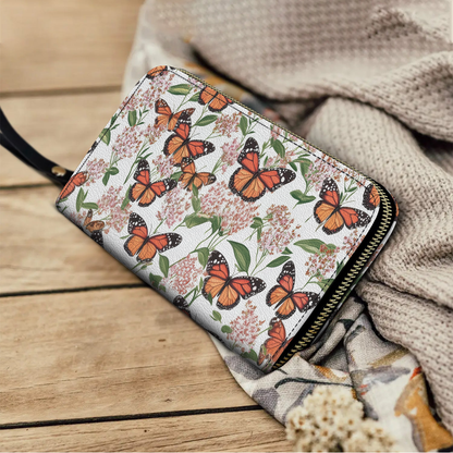 Shineful Leather Clutch Purse With Wristlet Strap Handle Nature Grace
