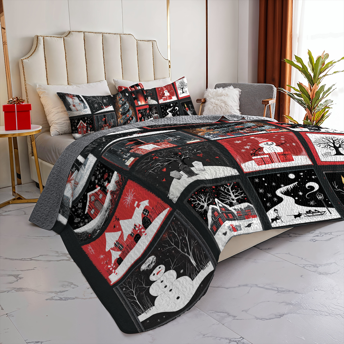 Shineful All Season Quilt 3-Piece Set Haunted Christmas Eve