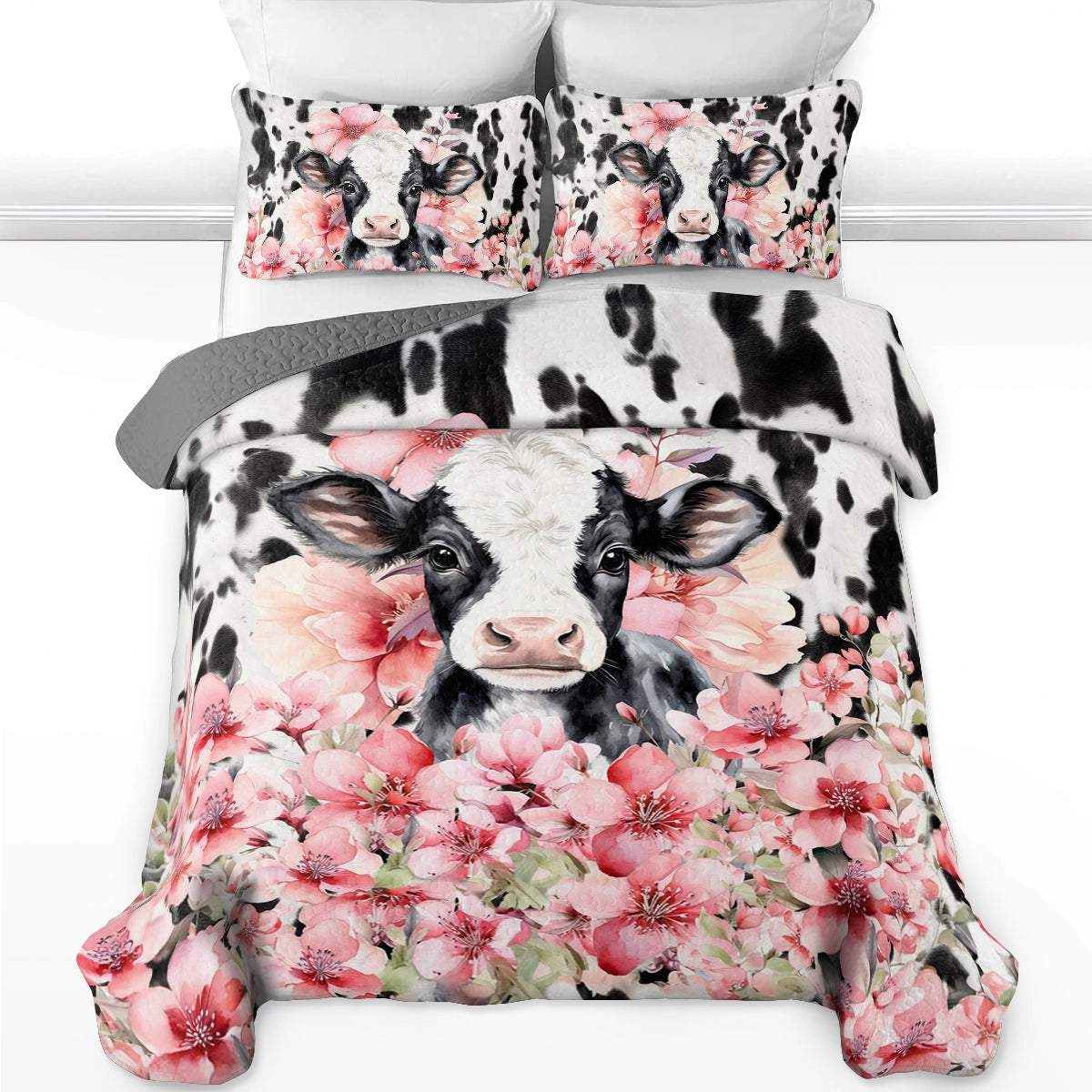 Shineful All Season Quilt 3-Piece Set Blossom Cow Dreams