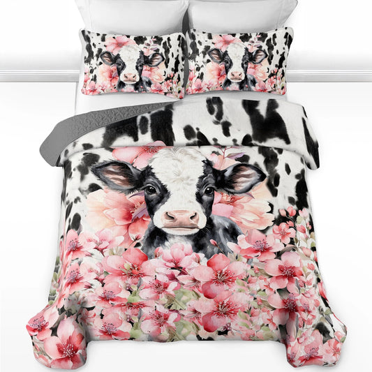 Shineful All Season Quilt 3-Piece Set Blossom Cow Dreams
