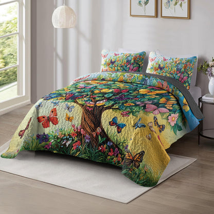 Shineful All Season Quilt 3-Piece Set Butterfly Dream Tree