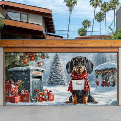 Shineful Garage Door Banner Decoration Santa’s Little Helper Dachshund