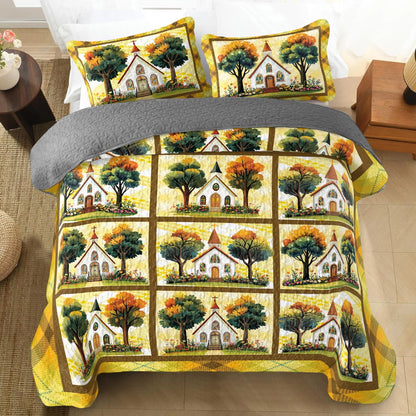Shineful All Season Quilt 3-Piece Set - God Autumn Church Retreat
