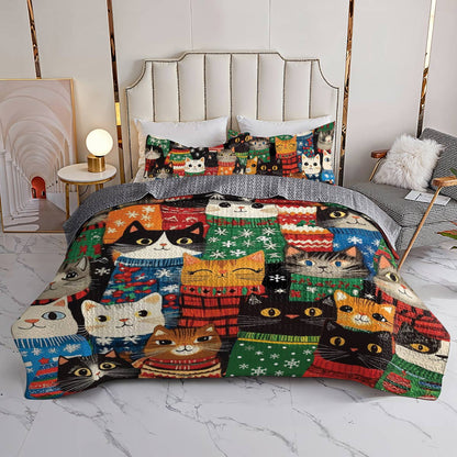 Shineful All Season Quilt 3-Piece Set Cozy Cats