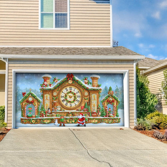 Shineful Garage Door Banner Decoration - Christmas Clockwork