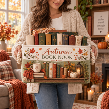 Shineful Cozy Autumn Reading Book Basket