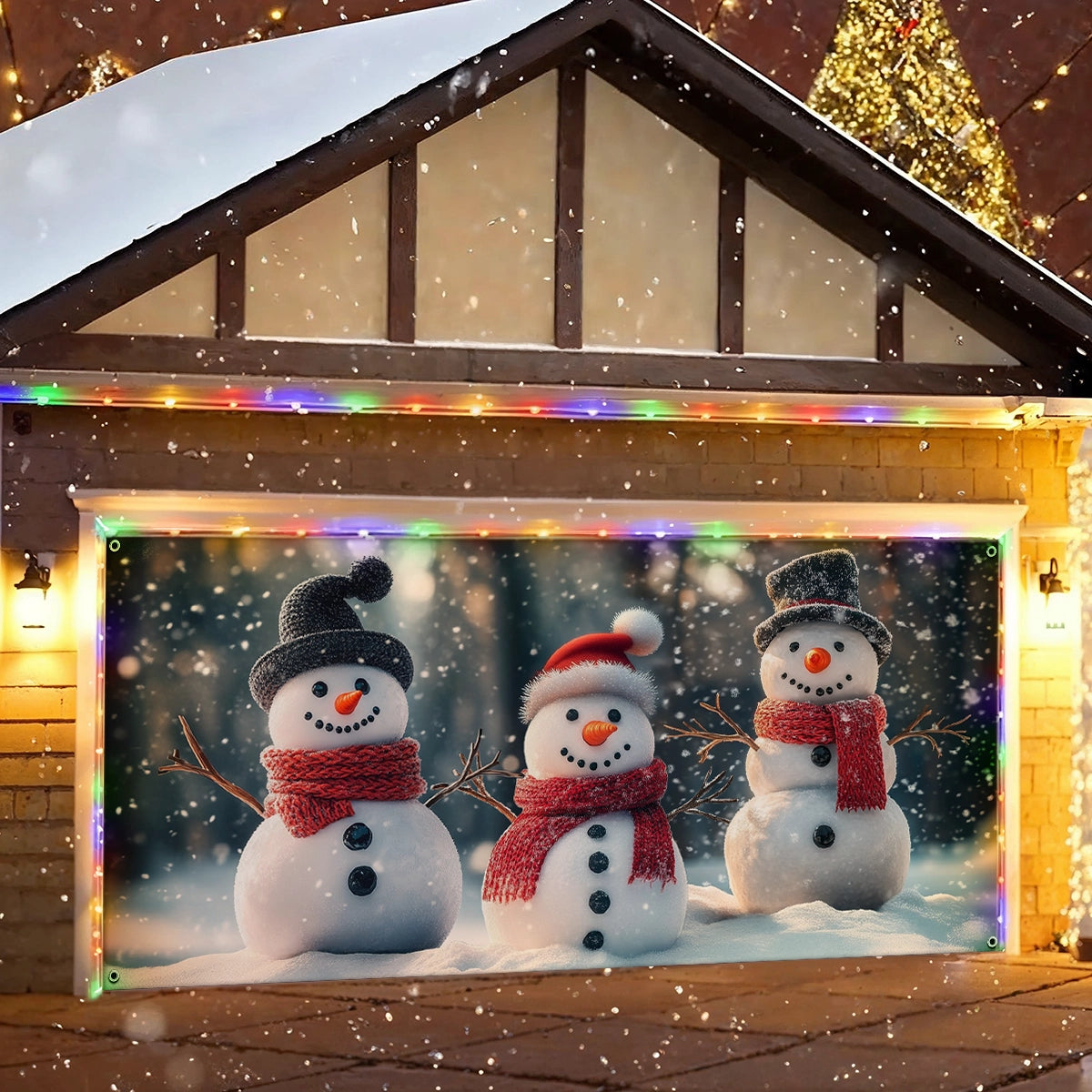 Shineful Garage Door Banner Decoration - Christmas Joy with Snowmen