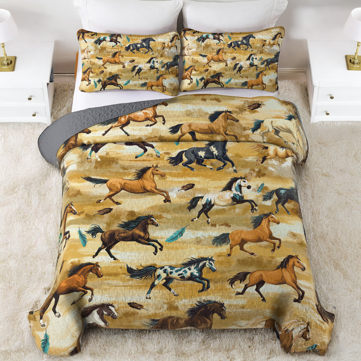 Shineful All Season Quilt 3-Piece Set Wild Horse Dreams