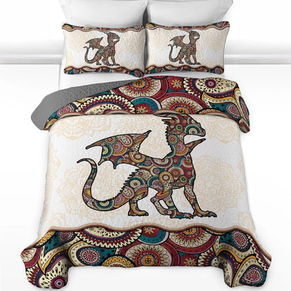 Shineful All Season Quilt 3-Piece Set Boho Dragon