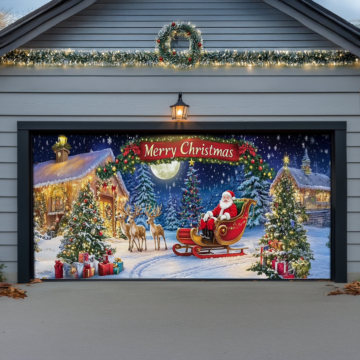 Shineful Garage Door Banner Decoration - Santa's Magical Night