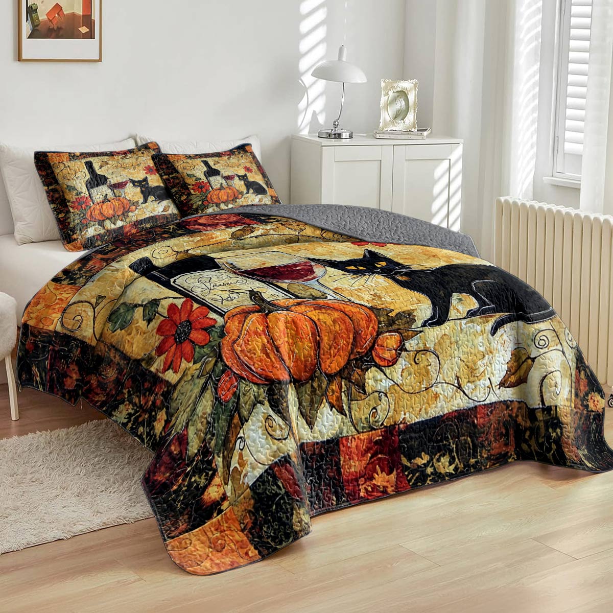 Shineful All Season Quilt 3-Piece Set Gentle Wine In Fall