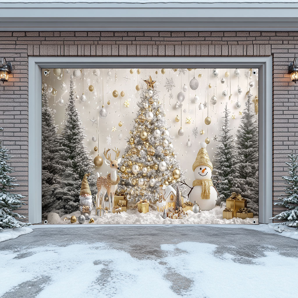 Shineful Garage Door Banner Decoration Golden Winter