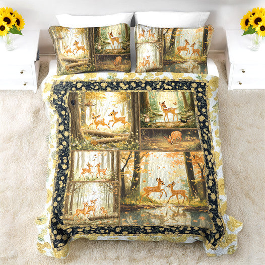 Shineful All Season Quilt 3-Piece Set Woodland Deer Dreams