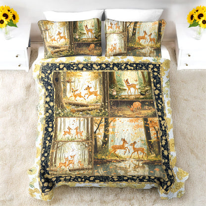 Shineful All Season Quilt 3-Piece Set Woodland Deer Dreams