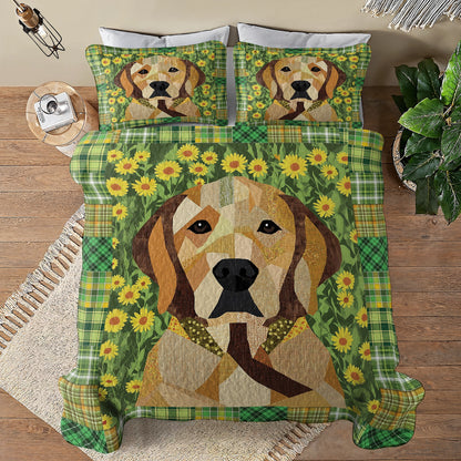 Shineful All Season Quilt 3-Piece Set - Flowers & Labrador Dreams