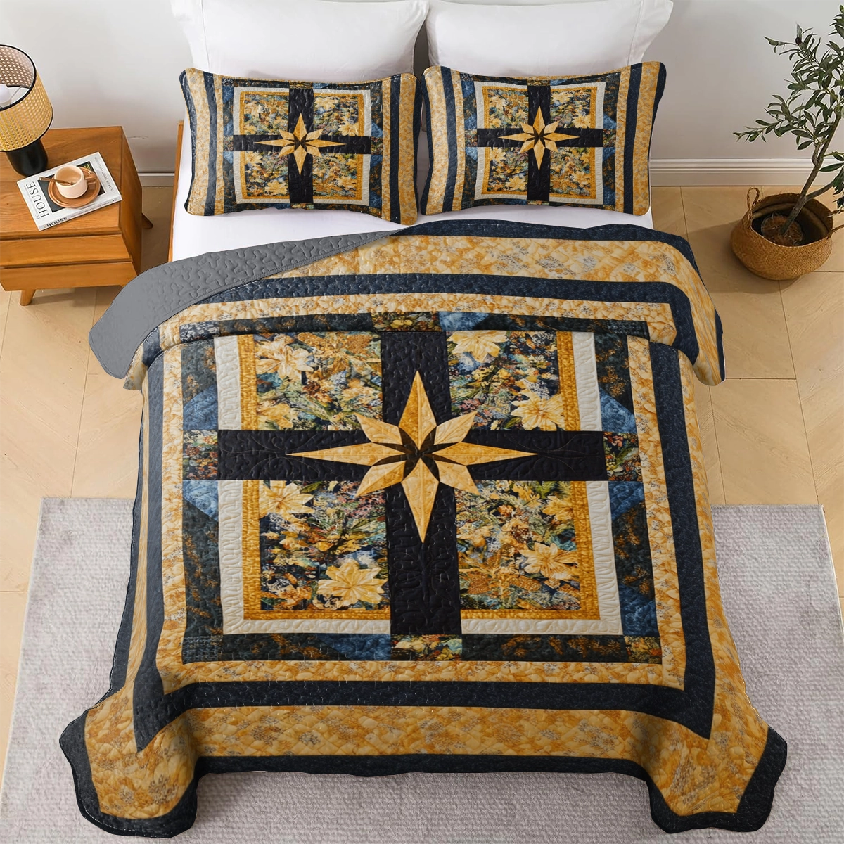 Shineful All Season Quilt 3-Piece Set God Golden Compass