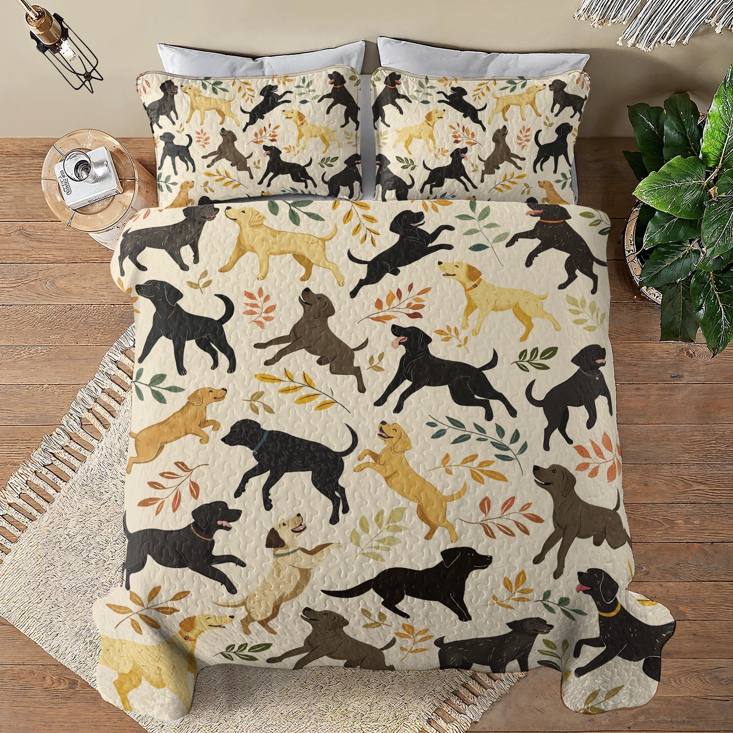 Shineful All Season Quilt 3-Piece Set - Playful Labrador Retrievers