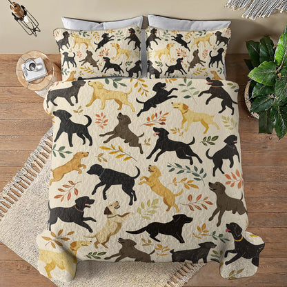 Shineful All Season Quilt 3-Piece Set - Playful Labrador Retrievers