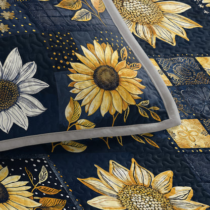 Shineful Quilt 3-Piece Set Inelegance Sunflowers