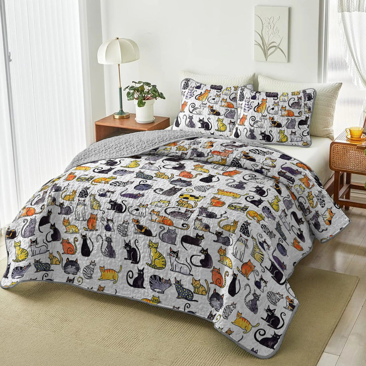 Shineful All Season Quilt 3-Piece Set Cats In My Life