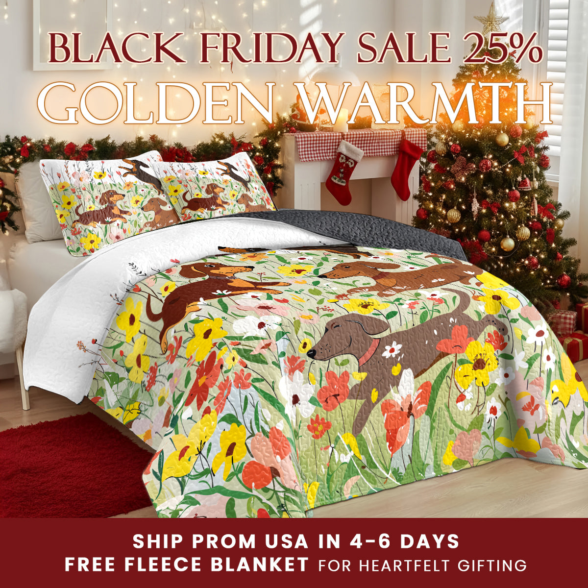 Shineful Quilt 3-Piece Set Spring Pup Joy