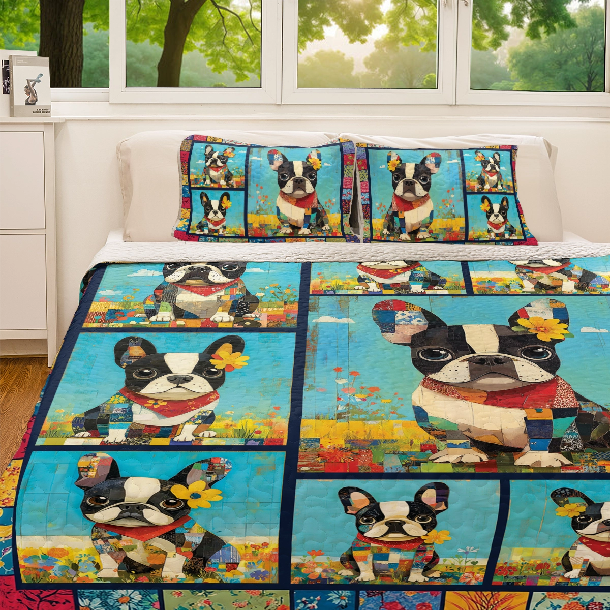 Shineful All Season Quilt 3-Piece Set - Frenchie Patchwork Paradise