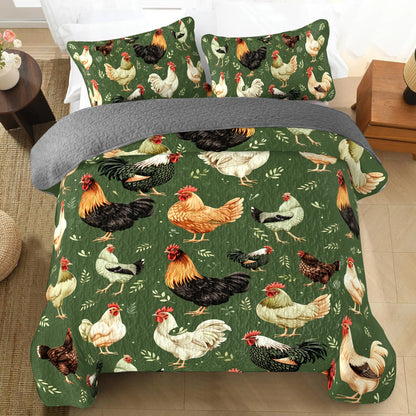 Shineful All Season Quilt 3-Piece Set Chicken Farm Fresh
