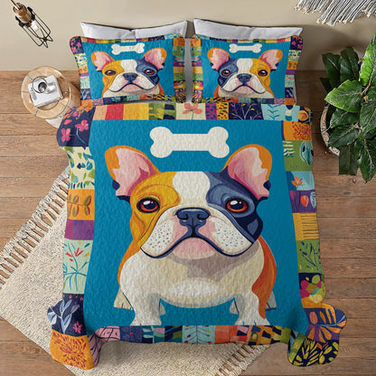 Shineful All Season Quilt 3-Piece Set - Colorful Frenchie