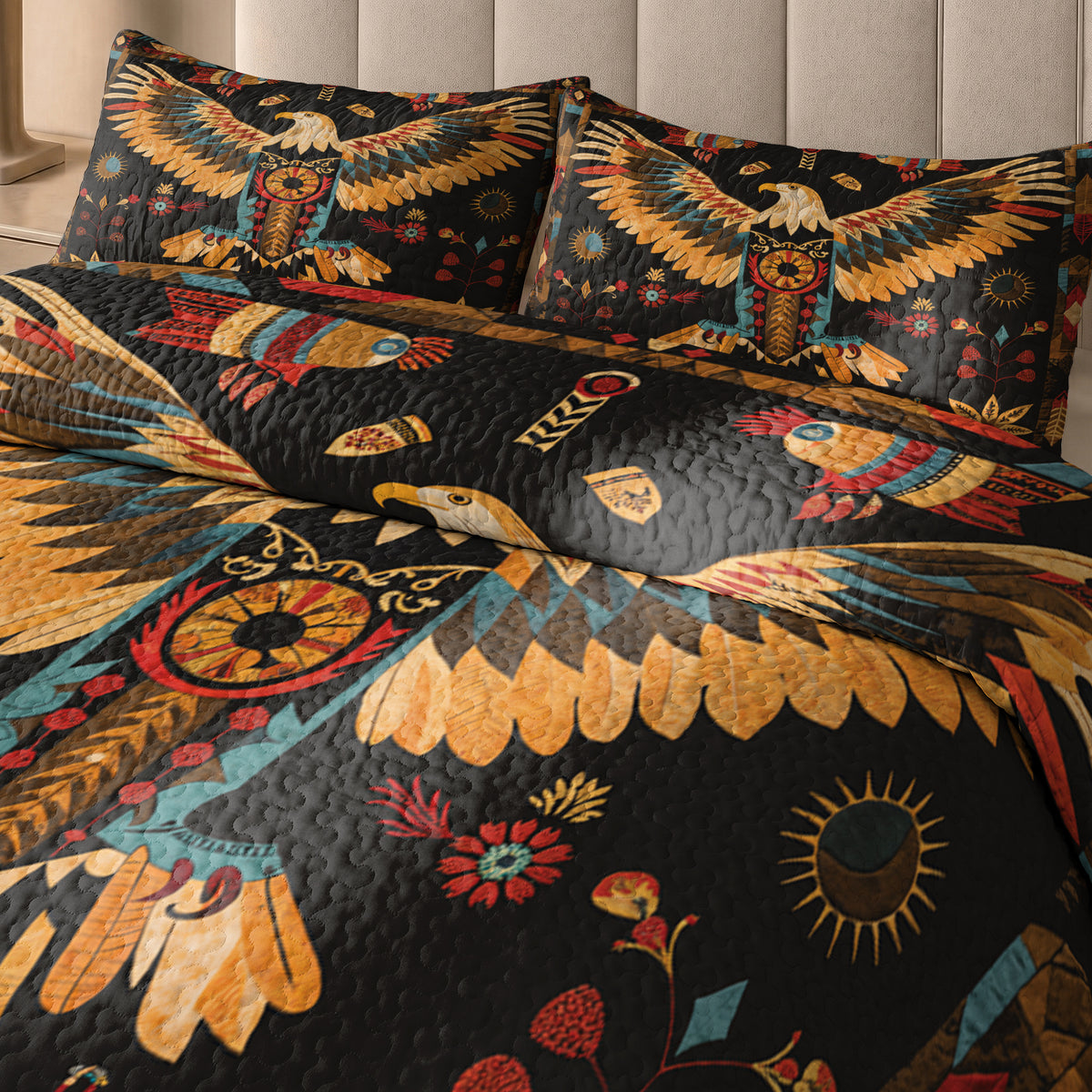 Shineful Quilt 3-Piece Set Tribal Eagle