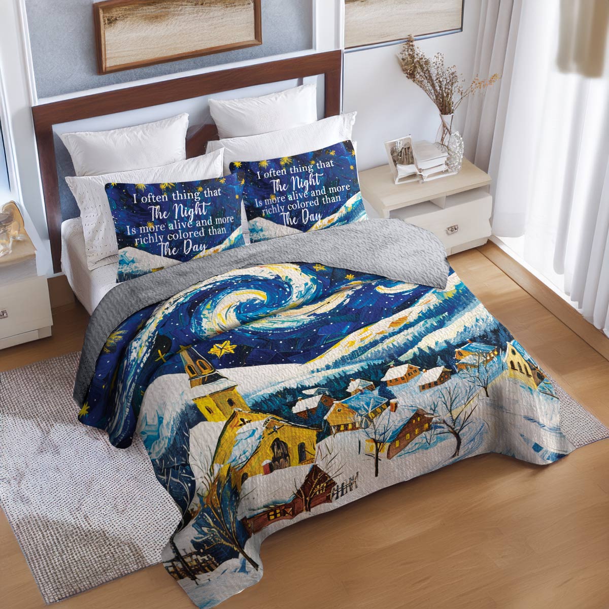 Shineful All Season Quilt 3-Piece Set Starry Village