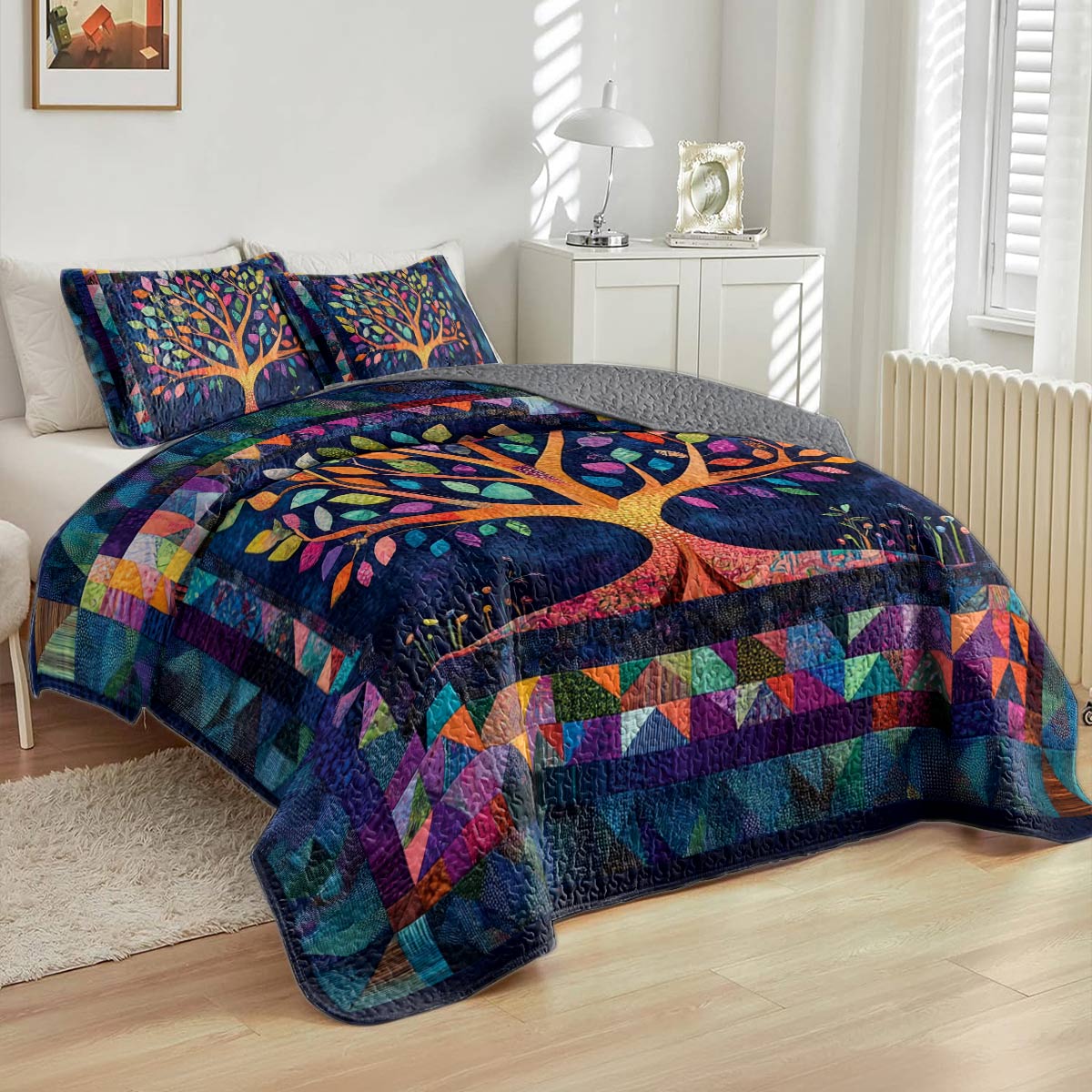Shineful All Season Quilt 3-Piece Set Autumn Tree